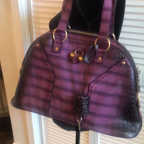 Exclusive Authentic YSL Muse. Croc Purple /Violet Òmbre Shoulder Bag - Picture 1 of 15